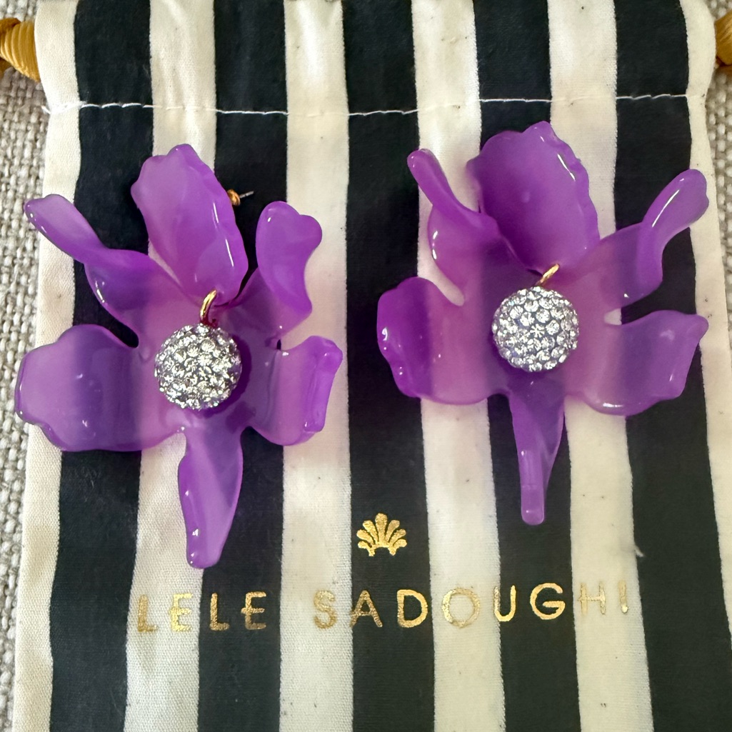 Lele Sadoughi Purple Small Crystal Lily Earrings